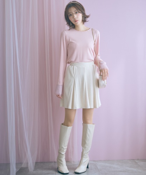 marun（マルン）の「＜大きいサイズ＞ショート丈フレアスカート marun（スカート・レディース・ベージュ/グレー/ブラック・5L/4L/3L/LL/L）」の5枚目の写真