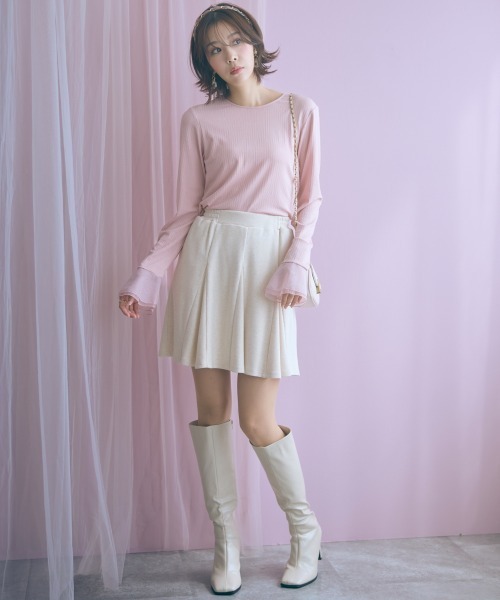 marun（マルン）の「＜大きいサイズ＞ショート丈フレアスカート marun（スカート・レディース・ベージュ/グレー/ブラック・5L/4L/3L/LL/L）」の6枚目の写真