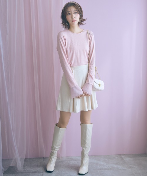 marun（マルン）の「＜大きいサイズ＞ショート丈フレアスカート marun（スカート・レディース・ベージュ/グレー/ブラック・5L/4L/3L/LL/L）」の8枚目の写真