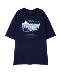 [オーバーサイズ]マインドトラベル 13番手 綿 ラウンドネック 半袖Tシャツ_ネイビー