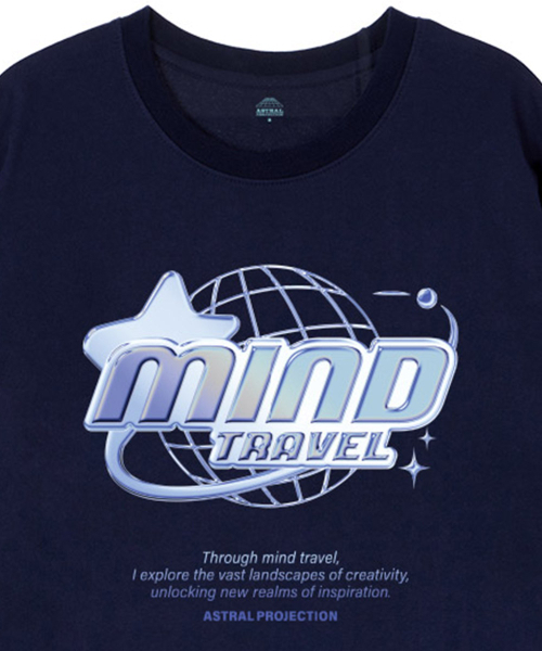 ASTRAL PROJECTION（アストラルプロジェクション）の「[オーバーサイズ]マインドトラベル 13番手 綿 ラウンドネック 半袖Tシャツ_ネイビー（Tシャツ/カットソー・メンズ・その他・LARGE/MEDIUM/X-LARGE/XX-LARGE）」の3枚目の写真