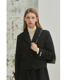RIBBON POINT SHORT JACKET_BLACK