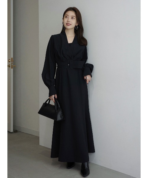 ZOZO限定カラー】ノーカラーナローワンピース（ワンピース）｜anuans