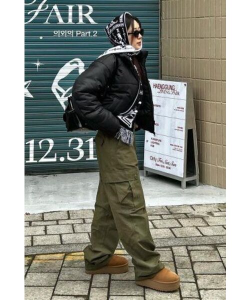 LEATHERY（レザリー）の「クルーキッド スティッチ クロップ パファージャケット [MATT BK]（ダウンジャケット/コート・レディース・その他・FREE）」の3枚目の写真