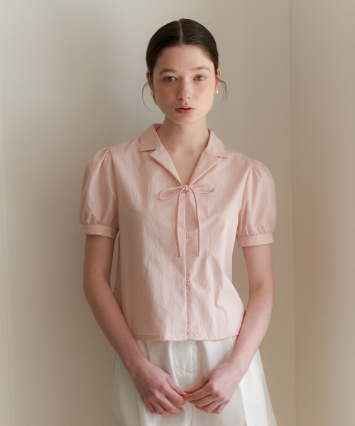 YUPPE（ヨッペ）の「RIBBON COTTON SHIRT_PINK（シャツ/ブラウス・レディース・その他・FREE）」の2枚目の写真