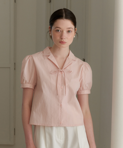 YUPPE（ヨッペ）の「RIBBON COTTON SHIRT_PINK（シャツ/ブラウス・レディース・その他・FREE）」の3枚目の写真