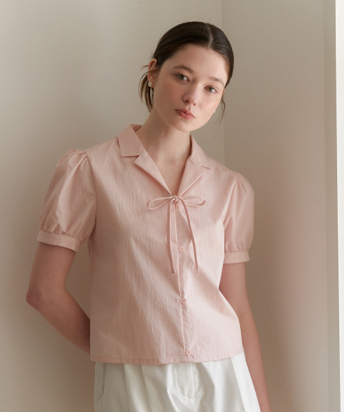 YUPPE（ヨッペ）の「RIBBON COTTON SHIRT_PINK（シャツ/ブラウス・レディース・その他・FREE）」の4枚目の写真