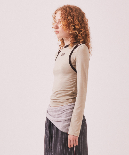 MENASOO(ミナス)の「Stretch Layered T Shirt_Beige(Tシャツ/カットソー・レディース・Beige・SMALL/MEDIUM)」の2枚目の写真