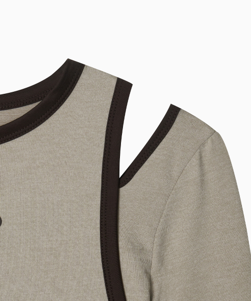 MENASOO(ミナス)の「Stretch Layered T Shirt_Beige(Tシャツ/カットソー・レディース・Beige・SMALL/MEDIUM)」の16枚目の写真