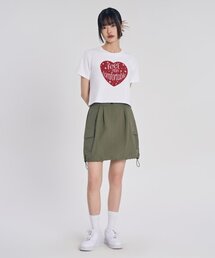 ナイロンカーゴミニスカート_カーキ