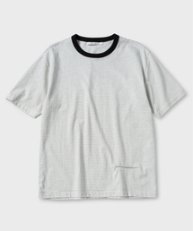 [夏]ストライプハーフTシャツ_MELANGE GREY
