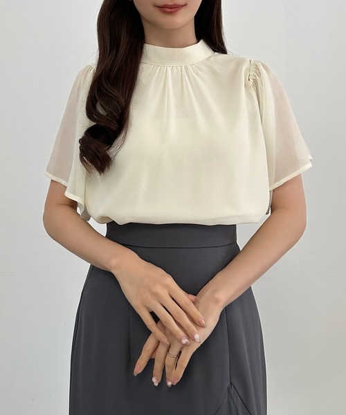 CENEA(セネア)の「2WAYフレアスリーブブラウス(シャツ/ブラウス・レディース・アイボリー/ブラック/ホワイト・LARGE/MEDIUM/SMALL)」の7枚目の写真