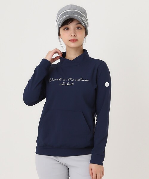 adabat(アダバット)の「ダンボールスタンドネックプルオーバー(Tシャツ/カットソー・レディース・サックスブルー/ネイビー・40/38/42)」の1枚目の写真