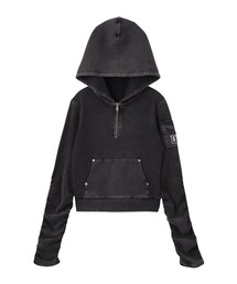 X-girl | FADED WOVEN MIX HALF ZIP HOODED TOP(パーカー)