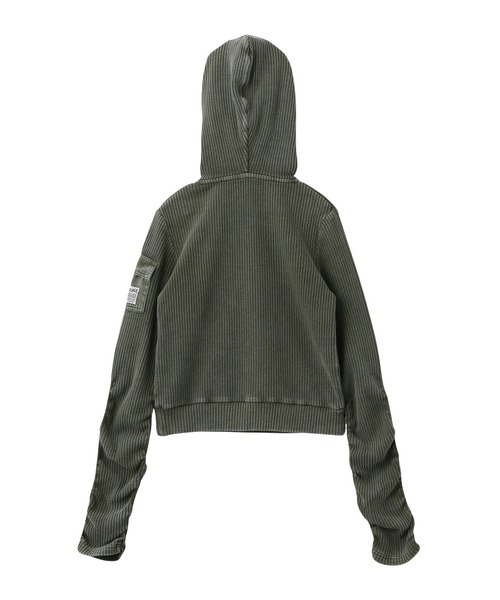 FADED WOVEN MIX HALF ZIP HOODED TOP（パーカー）｜X-girl（エックス