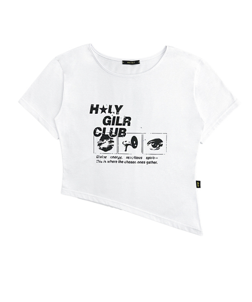 HOLY NUMBER 7(ホーリーナンバーセブン)の「オフショルダー ホーリーガールクラブ グラフィック 半袖Tシャツ _ホワイト(Tシャツ/カットソー・レディース・ホワイト・FREE)」の2枚目の写真