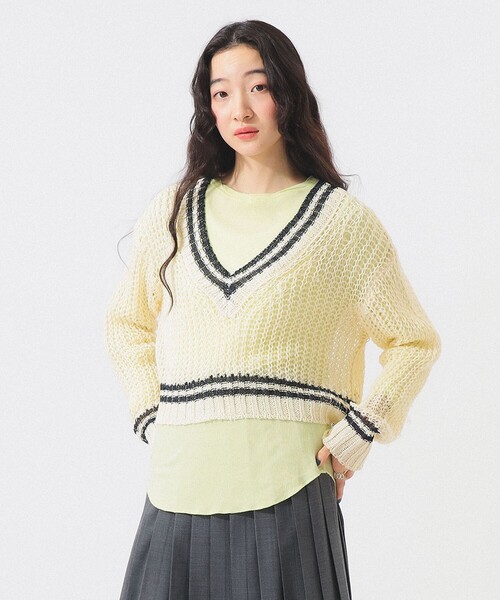 BEAMS BOY(ビームスボーイ)の「Vネック ライン プルオーバー(ニット/セーター・レディース・ホワイト系その他7/グレー・ONE SIZE)」の6枚目の写真