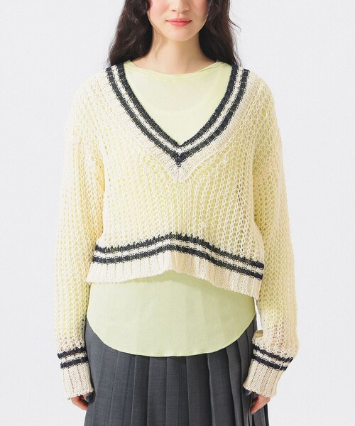 BEAMS BOY(ビームスボーイ)の「Vネック ライン プルオーバー(ニット/セーター・レディース・ホワイト系その他7/グレー・ONE SIZE)」の7枚目の写真