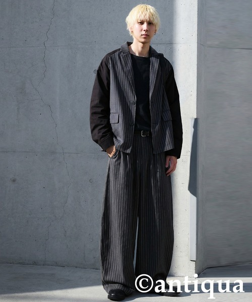 antiqua(アンティカ)の「ストライプ柄 ワイド パンツ(その他パンツ・レディース・ダークグレー/ネイビー・LARGE/MEDIUM)」の18枚目の写真