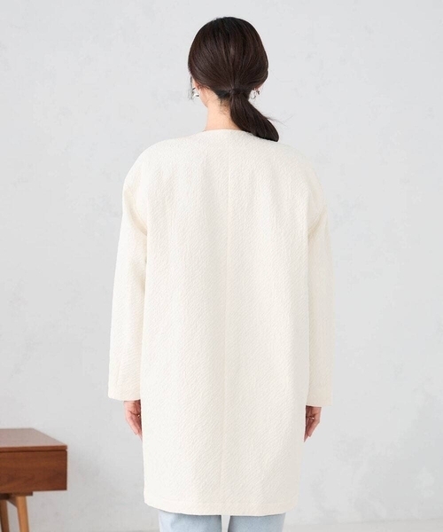 a.v.v（アーヴェヴェ）の「ジャガードノーカラーコート（その他アウター・レディース・アイボリー/ネイビー・36/38）」の16枚目の写真