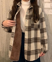 裏起毛チェックシャツジャケット ゆったり