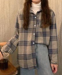 裏起毛チェックシャツジャケット ゆったり