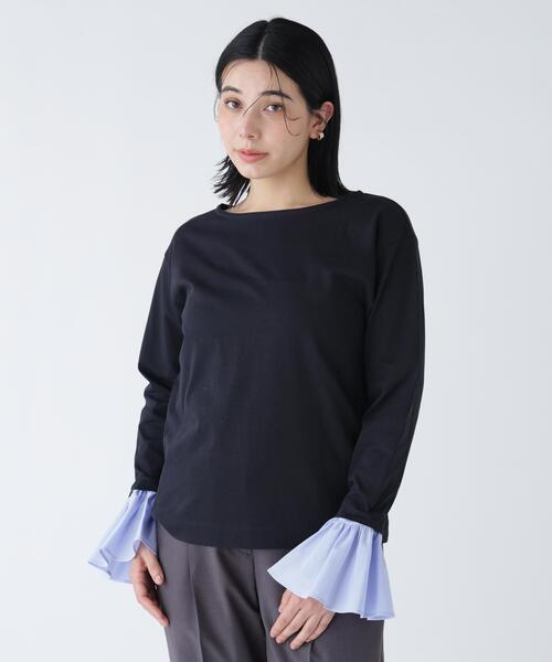 NAVYNAVY(ネイビーネイビー)の「【好きを着て気分が上がる】ベルスリーブの袖が取り外せるロンT(Tシャツ/カットソー・レディース・オフホワイト/ホワイト系その他/ネイビー・FREE)」の1枚目の写真