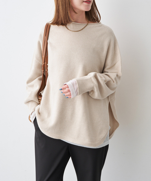 バルキーヤーンルーズボートネックニット（ニット/セーター）｜Spick