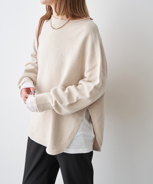 バルキーヤーンルーズボートネックニット（ニット/セーター）｜Spick