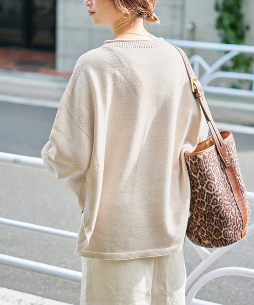 バルキーヤーンルーズボートネックニット（ニット/セーター）｜Spick