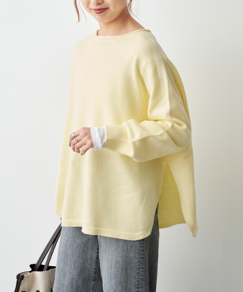 バルキーヤーンルーズボートネックニット（ニット/セーター）｜Spick