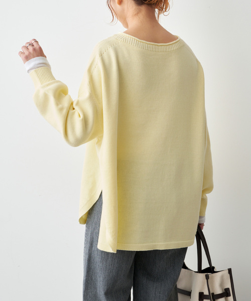 バルキーヤーンルーズボートネックニット（ニット/セーター）｜Spick