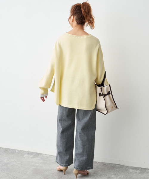 バルキーヤーンルーズボートネックニット（ニット/セーター）｜Spick