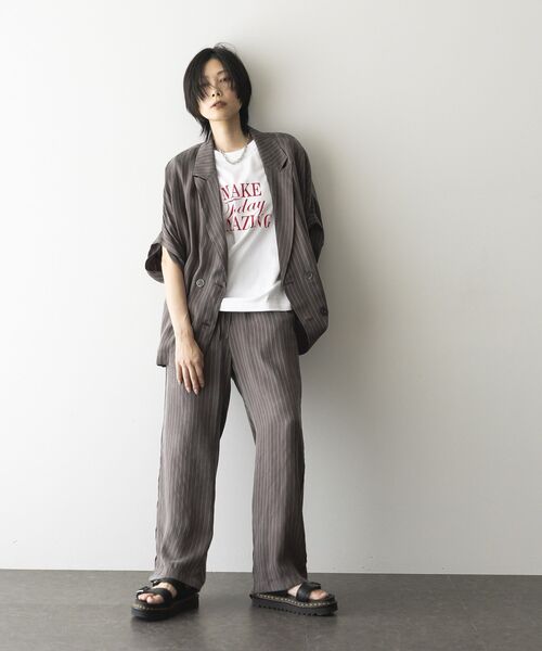 GARAGE OF GOOD CLOTHING(ガレージオブグッドクロージング)の「ストライプドロストストレートパンツ(その他パンツ・レディース・ブラウン/ブラック・FREE)」の6枚目の写真