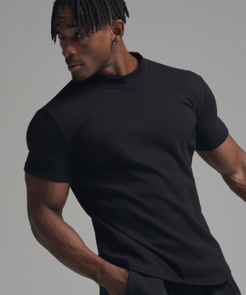 PHERMENON(フェルメノン)の「マッスルフィットモックネック半袖Tシャツ - ブラック(Tシャツ/カットソー・メンズ・その他・1/2/3)」の3枚目の写真