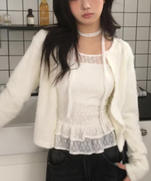 ViViDAY(ビビデー)の「【レースストール付き】フリルレース透けカットソー(Tシャツ/カットソー・レディース・ホワイト・M)」の11枚目の写真