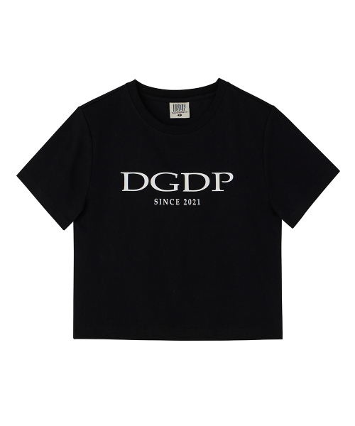 DANGLEDROP(ダングルドロップ)の「DGDPポイントロゴクロップ半袖Tシャツブラック(Tシャツ/カットソー・レディース・その他・FREE)」の1枚目の写真
