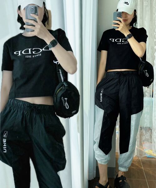 DANGLEDROP(ダングルドロップ)の「DGDPポイントロゴクロップ半袖Tシャツブラック(Tシャツ/カットソー・レディース・その他・FREE)」の3枚目の写真
