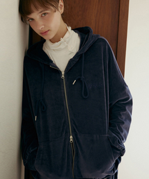 ODER（オディエール）の「ベルベットツーウェイフードジップアップ-ネイビー（その他アウター）」