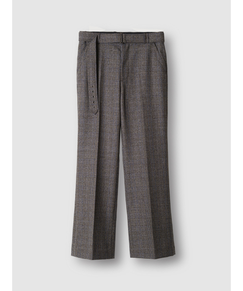 POKER FACE(ポーカーフェイス)の「BELTED STRAIGHT FLARE TROUSERS BLUE CHECK (MARZOTTO)(スラックス・メンズ・その他・1/2/3)」の1枚目の写真