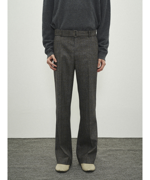 POKER FACE(ポーカーフェイス)の「BELTED STRAIGHT FLARE TROUSERS BLUE CHECK (MARZOTTO)(スラックス・メンズ・その他・1/2/3)」の4枚目の写真