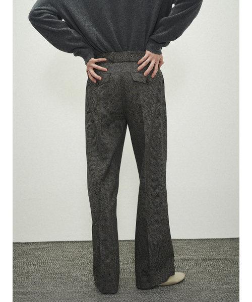 POKER FACE(ポーカーフェイス)の「BELTED STRAIGHT FLARE TROUSERS BLUE CHECK (MARZOTTO)(スラックス・メンズ・その他・1/2/3)」の5枚目の写真