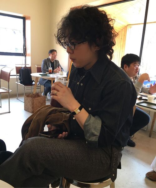 POKER FACE(ポーカーフェイス)の「BELTED STRAIGHT FLARE TROUSERS BLUE CHECK (MARZOTTO)(スラックス・メンズ・その他・1/2/3)」の6枚目の写真