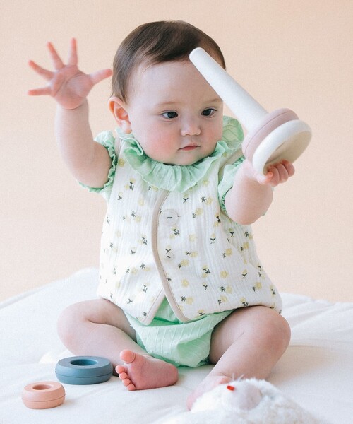 こども ビームス（コドモビームス）の「ベビー ダブルガーゼ ベスト 2026SS（70～80cm）（ベスト・キッズ・ホワイト系その他5/グリーン・80/70）」の2枚目の写真