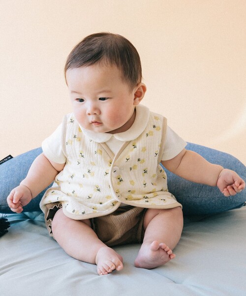 こども ビームス（コドモビームス）の「ベビー ダブルガーゼ ベスト 2026SS（70～80cm）（ベスト・キッズ・ホワイト系その他5/グリーン・80/70）」の8枚目の写真