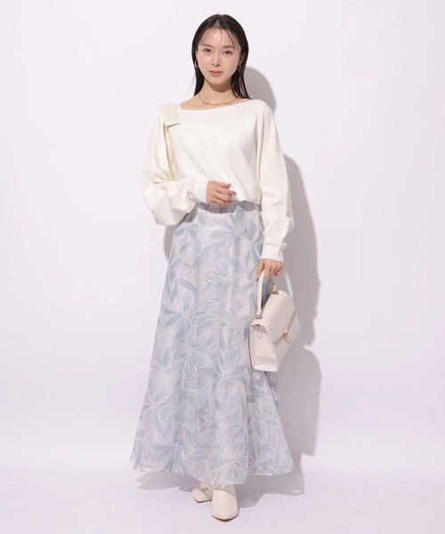 Mystrada（マイストラーダ）の「リネアリリーオパールスカート（スカート・レディース・ライトブルー/グレイッシュベージュ・38/36/34）」の4枚目の写真