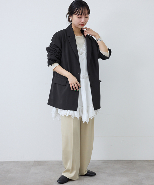 SLOBE IENA（スローブイエナ）の「シングルオーバージャケット（その他アウター・レディース・ブラック/ベージュ・FREE）」の7枚目の写真