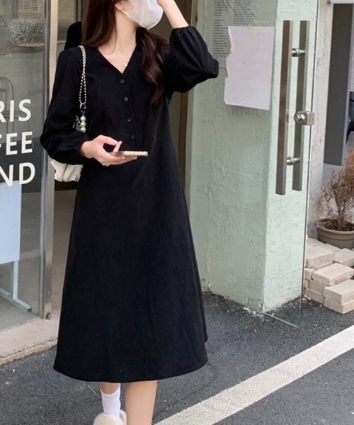 SHOUYO(ショウヨウ)の「Aラインロングワンピース(ワンピース・レディース・ベージュ/ブラック・M)」の9枚目の写真