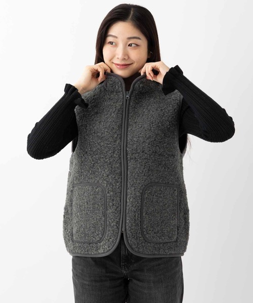 COLD BREAKER(コールドブレーカー)の「COLD BREAKER STAND COLLAR VEST FIGO コールドブレイカー スタンドカラーベスト(ベスト・レディース・ライトベージュ/チャコールグレー/ブラック/ブラウン/シルバーグレー・MEDIUM/SMALL)」の3枚目の写真