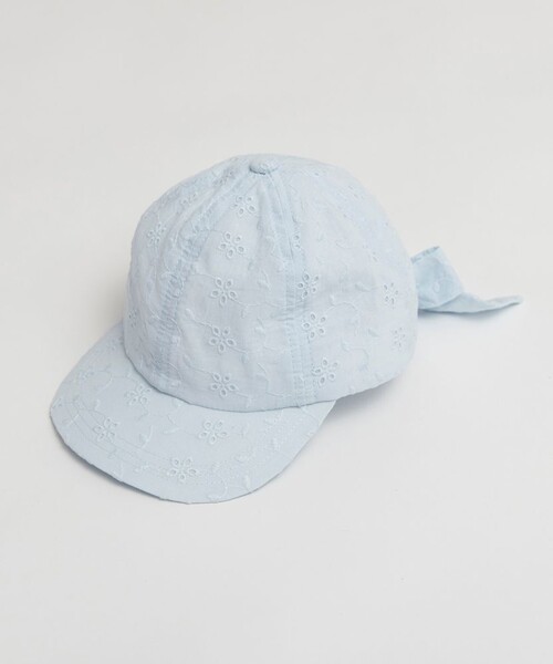 BRANSHES（ブランシェス）の「カットワークレースリボンキャップ（キャップ・キッズ・サックスブルー/オフホワイト・M/L/S）」の2枚目の写真